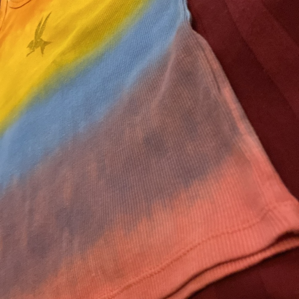 One Teaspoon Tie Dye SUNSET STRIPE RIB SINGLET Bower Bird Logo Small - Picture 13 of 16